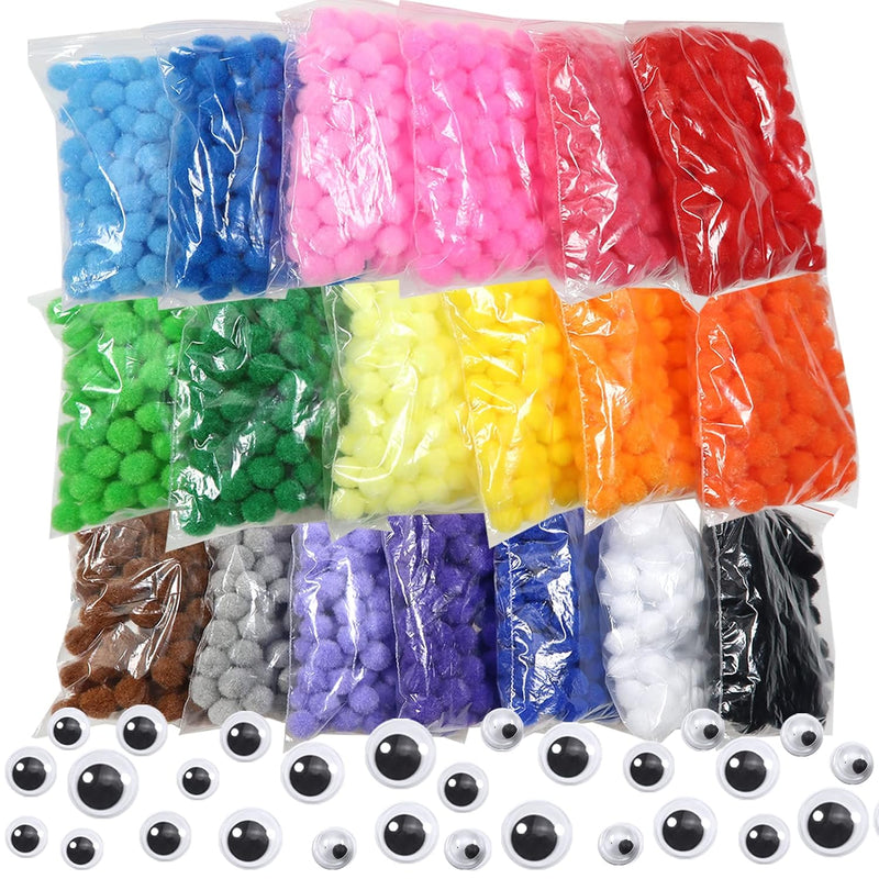 Toaob 1900Pcs 1Cm Assorted Pom Poms Multi Color Fuzzy Pompoms Balls Art Suppli