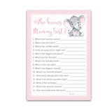 Pink Elephant Baby Shower Games Who Knows Mommy Best - Pack Of 25 - Girl Baby Shower Game, New Parent Couples Coed Funny Guessing Game Shower Activity, Questions Mom-To-Be Polka Dot Sku G500-Wkm
