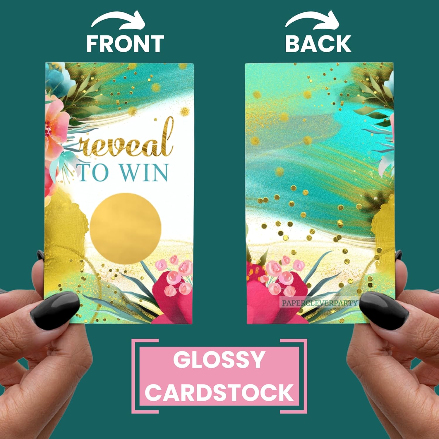 Bridal Shower Games Pink And Gold - 30 Pack - Fun Scratch Off Raffle Cards Wedding Shower Game Or Engagement Party Ideas, Aloha Tropical Floral Themes