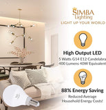 G14 LED Light Bulbs 5W 3000K Warm White E12 Candelabra Base 6 Pack
