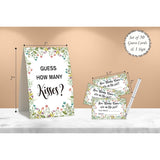 Floral Theme How Many Kisses Bridal Shower Game,Wedding Shower,Bridal Shower Decorations,Popular Bridal Shower Games,Engagement Party Game,Set Including 1 Sign And 50 Guessing Cards-11