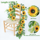 Artificial Sunflower Garland 6Ft Fake Silk Sunflowers Flower Garland Autumn Hanging Vines Decorations For Kitchen Table Centerpieces Room Wall Party Wedding Birthday Fall Decor (Yellow)