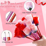 120 Pack Valentine'S Day Rose Pens Cute Rose Ballpoint Pen Blue Ink For Valentines Stationery Gift Present Party Favor Goodie Bag Office Teachers' Day Supplies(Pink And Red)