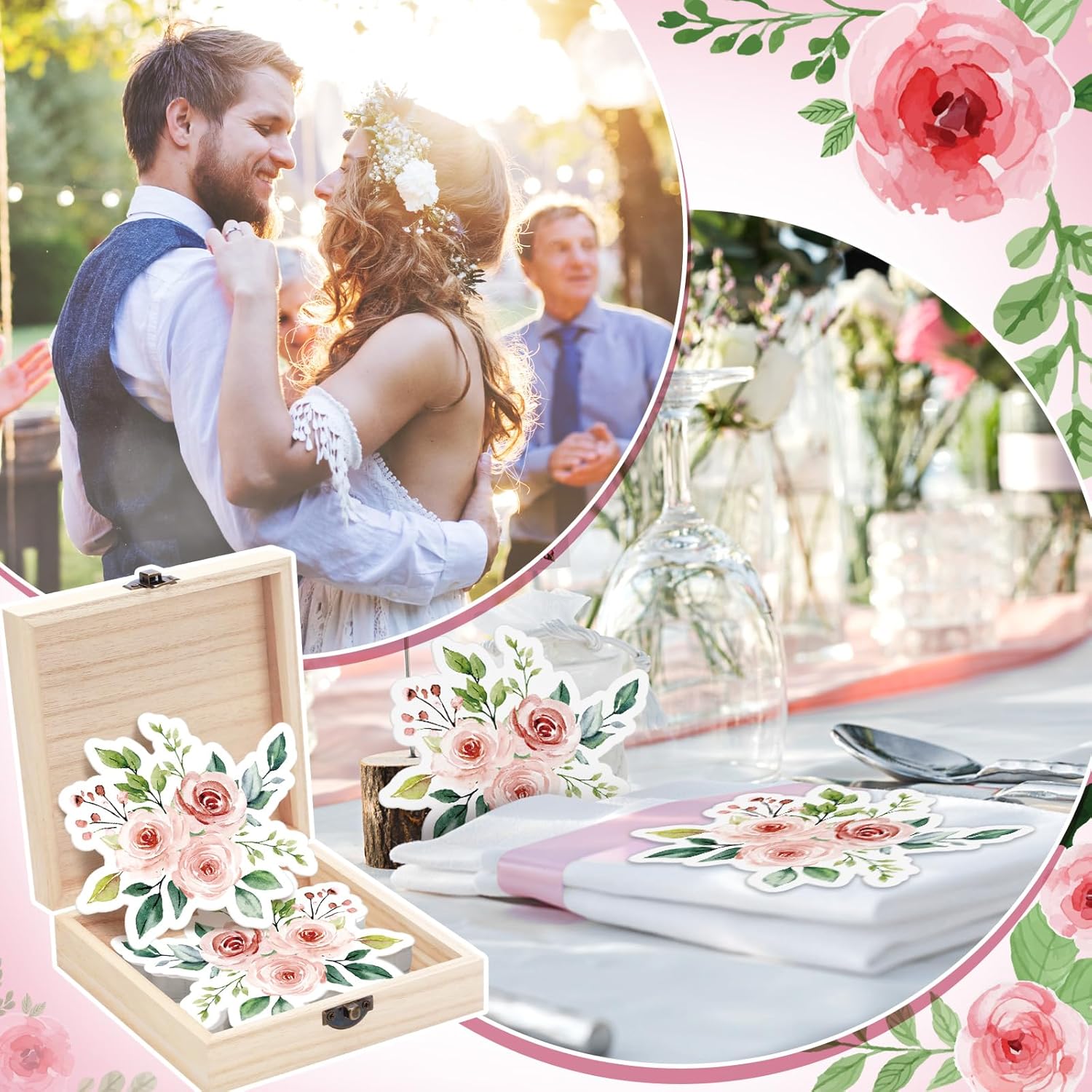 Rose 50 Pcs Floral Advice And Wishes Bridal Shower Cards For The Mr And Mrs Bridal Shower Games Cards With Advice And 1 Pack Keepsake Box For Guests Wedding Bride Groom Party Decorations