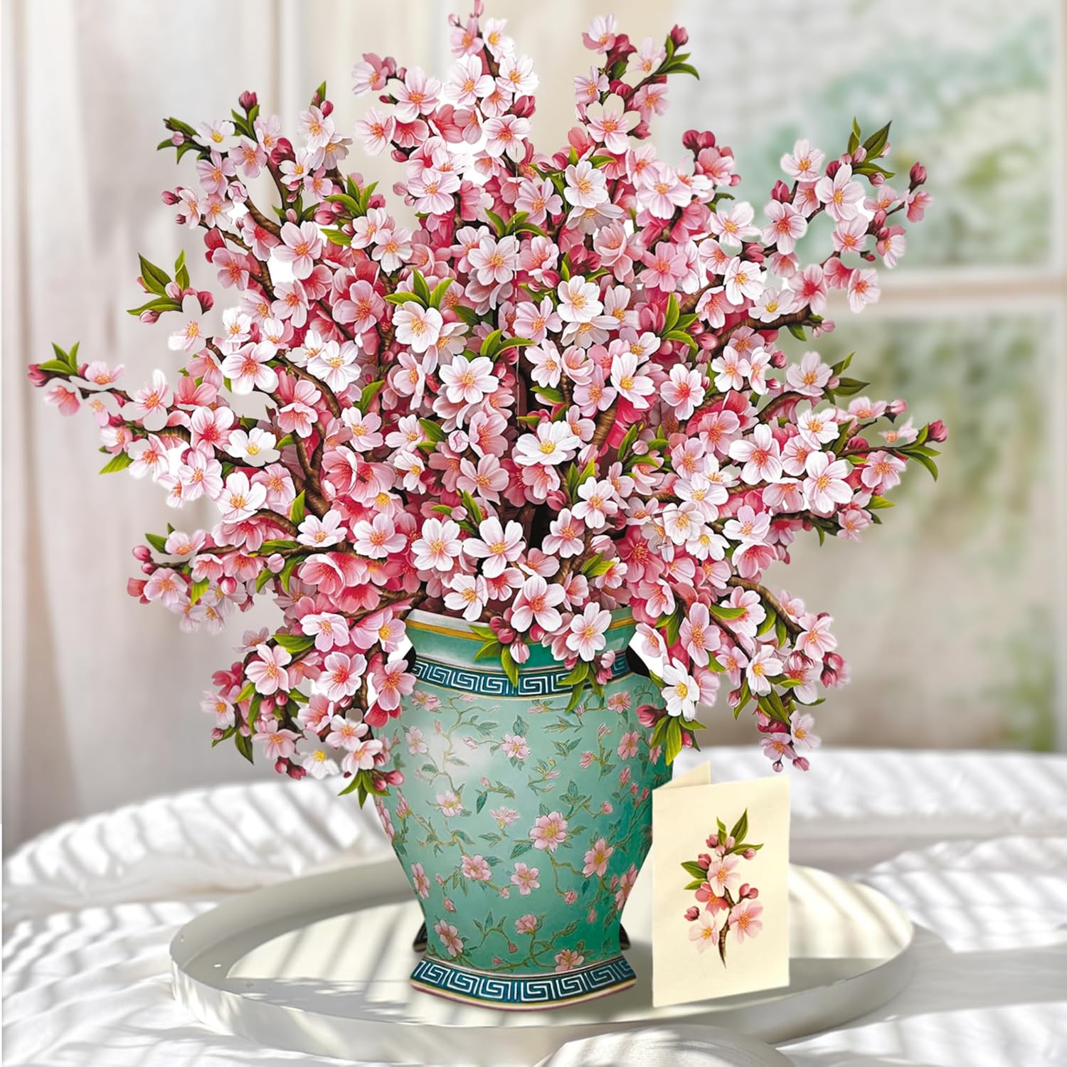 Pop Up Cards, Grande Japanese Cherry Blossoms, 18 Inch Life Sized Forever Flower Bouquet 3D Popup Greeting Card, Birthday Cards, Thank You Card, Blank Notecard & Envelope