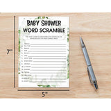 Baby Shower Game Cards, Word Scramble Game, Tropical Jungle Theme Party Games, Set Of 30 (Green005)