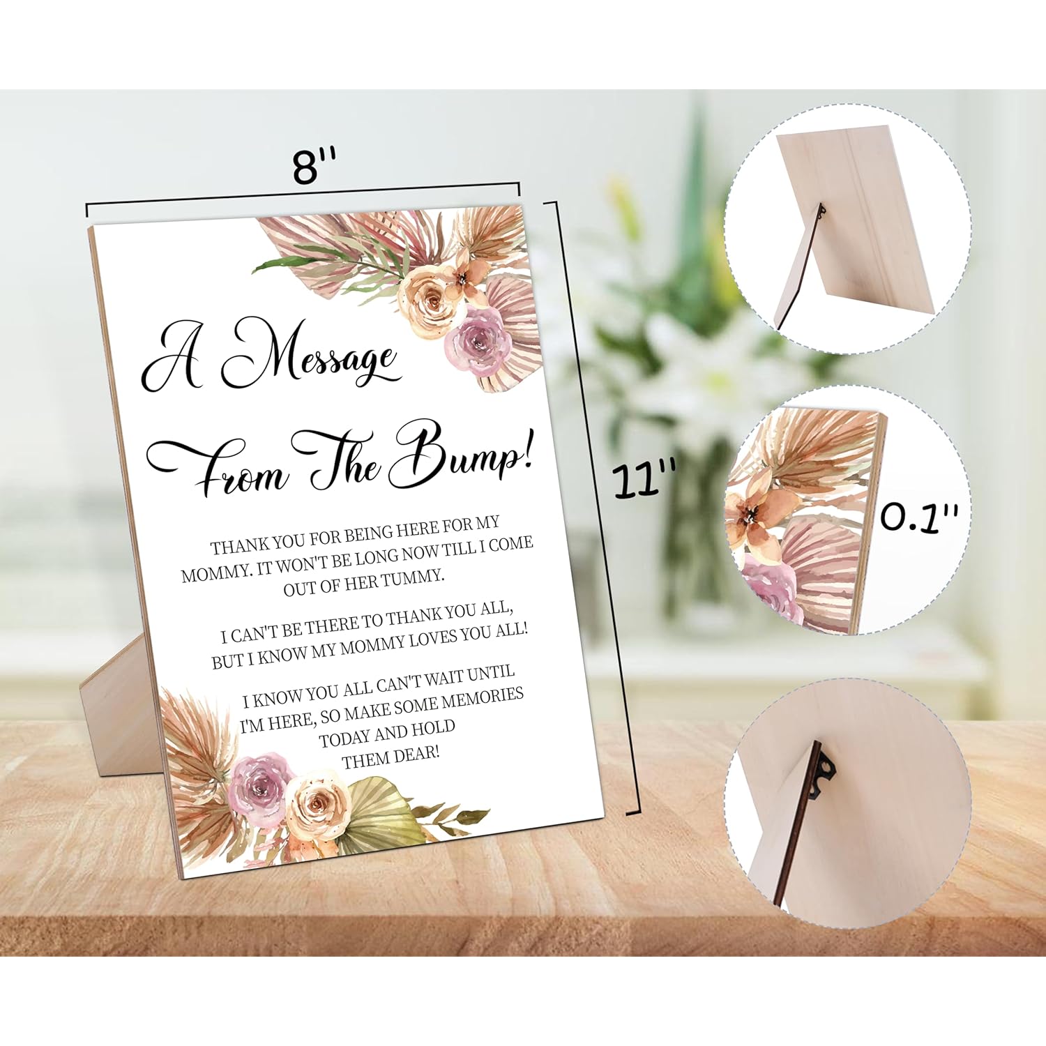 Baby Shower Game For A Message From The Bump,Wooden Baby Shower Game Sign With Stand,Boho Baby Shower Table Decorations,Baby Shower Welcome Sign,Party Favors Supplies,Gender Reveal Ideas,-1