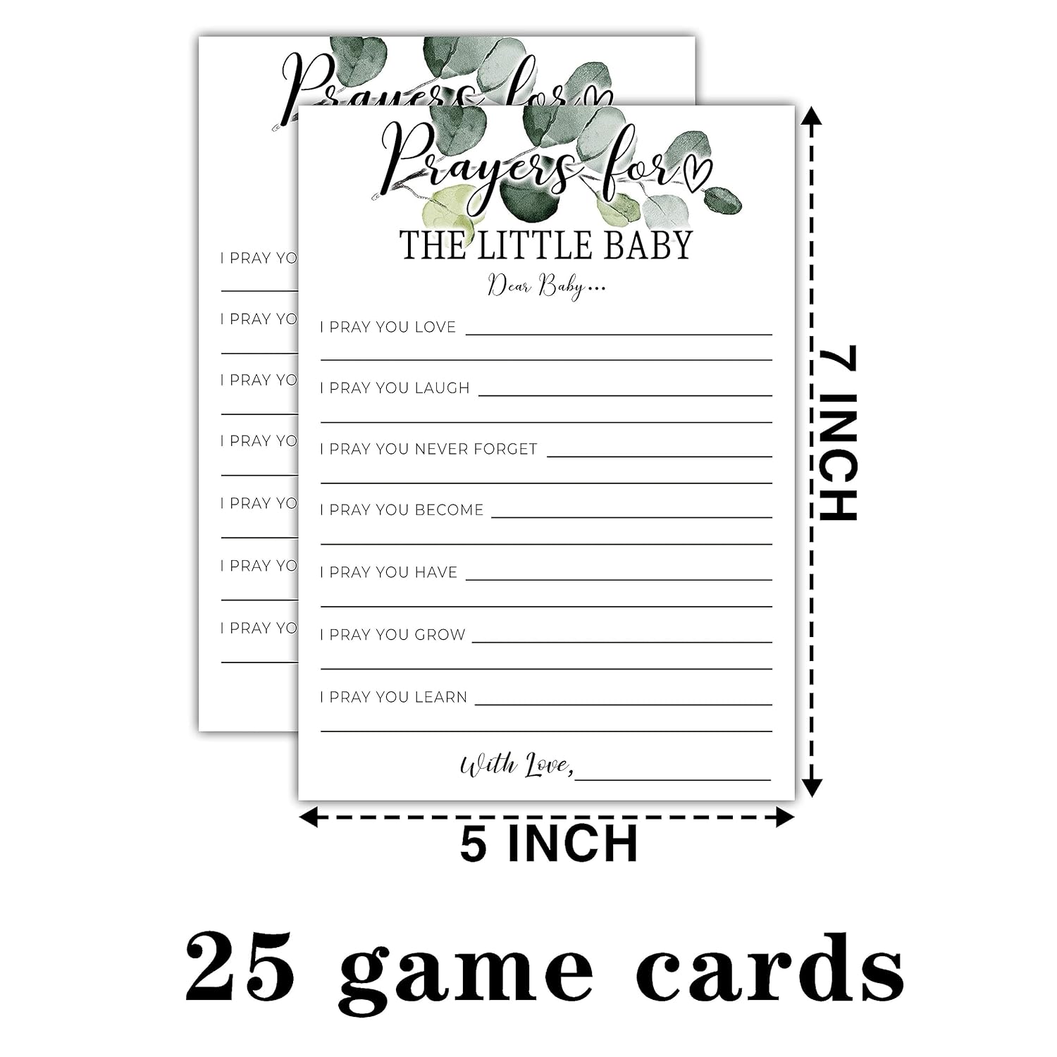 Greenery Prayers For The Little Baby Baby Shower Games, 25 Eucalyptus Gender Neutral Cards, Gender Reveal Party Game Set For Women, Men-A15