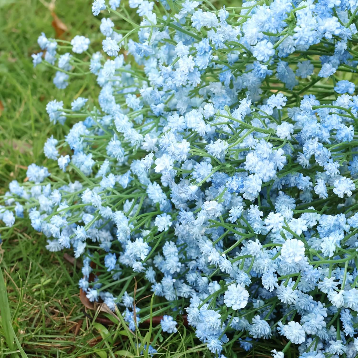 Babys Breath Artificial Flowers,12 Pcs Fake Babys Breath Real Touch Flowers Wedding Party Home Garden Decoration - Artificial For Decoration (Blue)