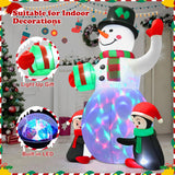 Christmas Inflatables Outdoor Decorations, 6.3 Ft Inflatable Snowman With 2 Penguins And Gift, Blow Up Xmas Decorations