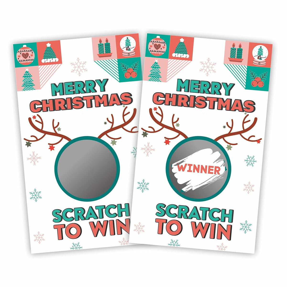 Christmas Scratch Off Game Cards, Christmas Party Game Cards, Festive Holiday Raffle Ticket For Prizes Adults Groups, Xmax Countdown Activities - 40 Pack(Ggk-012)