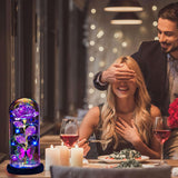 Valentines Day Gifts For Her,Valentines Day Rose Flowers Gifts For Mom Girlfriend Women Wife,Birthday Gifts For Women, Valentines For Her,Glass Flowers Light Up Rose Gifts For Mom,Purple Rose