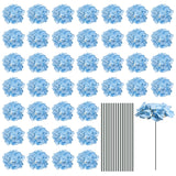 Silk Artificial Hydrangea Flowers, Light Blue Artificial Flowers Heads With Stems, Full Hydrangea Flowers For Wedding Centerpieces, Party Decoration 30 Set