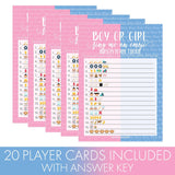 Gender Reveal Party Emoji Game Cards - 20 Count