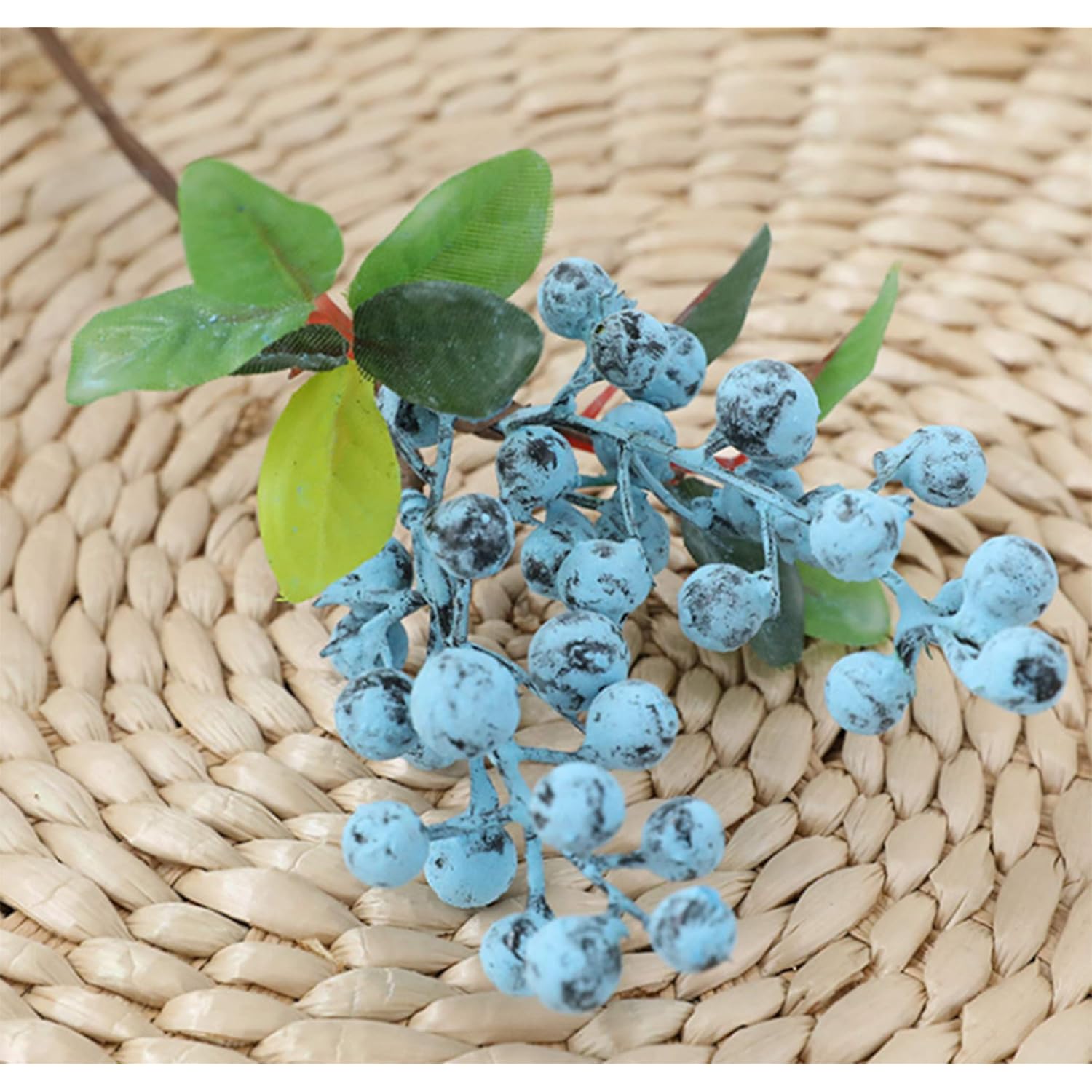 Fake Artificial Flowers California Berries Blueberry Fruit For Home Hotel Decor (Blue 20 Pack)