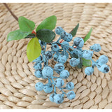 Fake Artificial Flowers California Berries Blueberry Fruit For Home Hotel Decor (Blue 20 Pack)