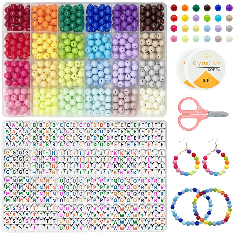 8Mm Acrylic Beads For Bracelets Making Friendship Bracelet Kit Colorfu