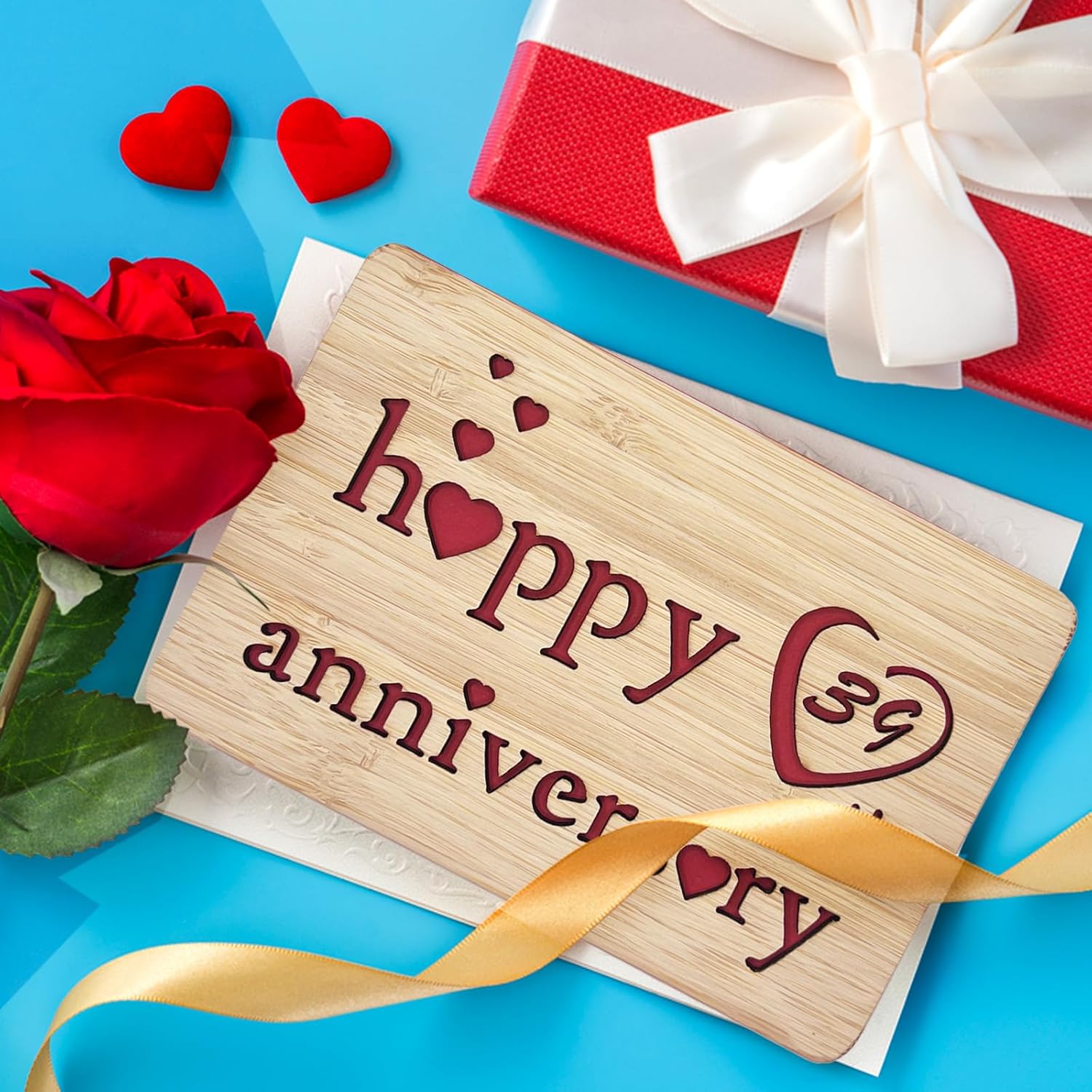 Wooden 39Th Anniversary Card,Handmade Wedding Anniversary Greeting Cards,39Th Anniversary Card For Her,Him,Husband,Wife