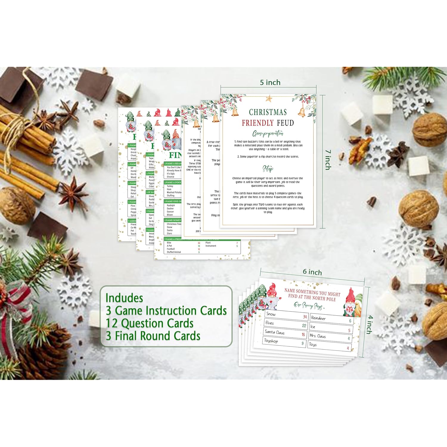 Christmas Friendly Feud Quiz, Game Night Cards, Christmas Party Game For Adults, Family Activity, Feud Trivia Quiz, Xmas Party Supplies Sc002