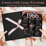 Large 60Th Birthday Card For Women With Envelope, Black Rose Gold Happy 60Th Birthday Guest Book Gifts Jumbo Sixty Greeting Card Back In 1965 Decorations Party Supplies