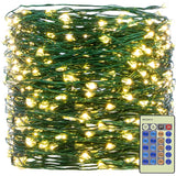 Outdoor Indoor String Lights Christmas 500Led Warm White Fairy Lights 164Ft Green Wire Dimmable With Remote Control, Wat