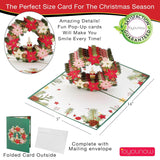 Christmas Wreath Popup Card - 6X12 Inch Christmas Greeting Card, 3D Popup Christmas Wreath Card Design - Attractive & Adorable Perfect For Christmas - Christmas Gift Card For Everyone, Paper