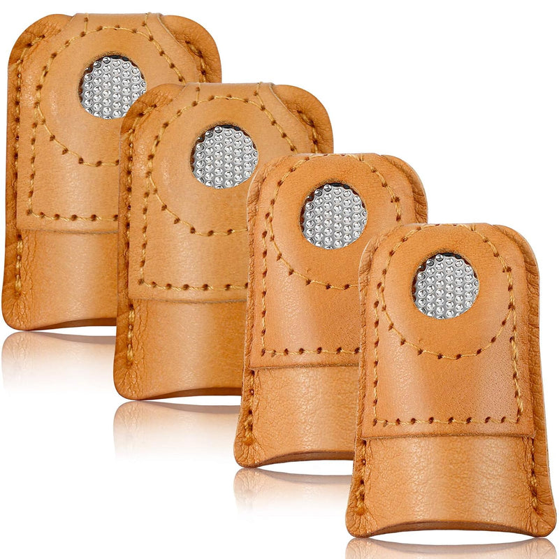 4 Pieces Leather Thimble Hand Sewing Thimble Finger Protector Coin Thimble Fin