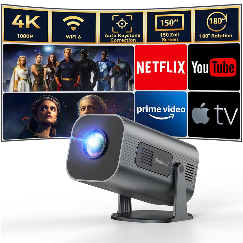 Mini Projector, 1080P, WiFi Bluetooth, Android 11, 180° Rotatable, Portable