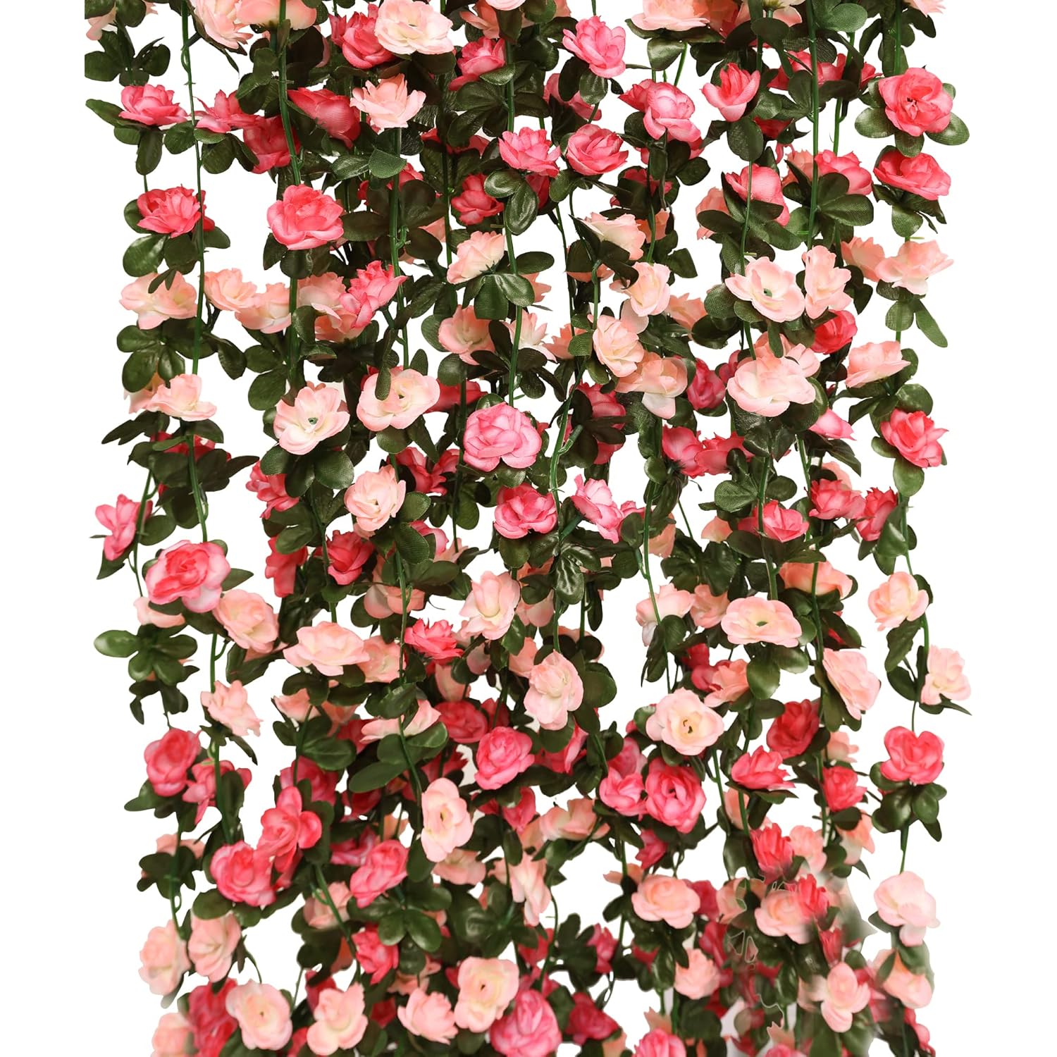 5Pcs 41Ft Flower Garland Fake Rose Vine Artificial Flowers Hanging Rose Ivy Hanging Baskets Wedding Arch Garden Background Decor (Pink, 5)