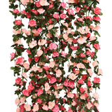 5Pcs 41Ft Flower Garland Fake Rose Vine Artificial Flowers Hanging Rose Ivy Hanging Baskets Wedding Arch Garden Background Decor (Pink, 5)