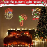Christmas Lights - 4 Pack 16” Christmas Window Silhouette Light Led String Light Include Candy Cane Stocking Santa Reind