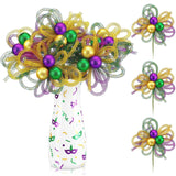 6 Pcs Mardi Gras Flowers 13 Inch Mardi Gras Picks Purple Green Gold Floral Glitter Ball Picks And Sprays For Carnival Tree Topper Wreath Carnival Party Diy Vase Bouquet Home Table Decor