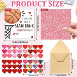 48 Pack Valentines Day Cards For Kids Classroom Basketball Valentine'S Day Exchange Greeting Cards With Envelopes And Heart Stickers For Kids Classroom School Party Favors 4.3 * 4.3 Inch