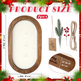 2 Pack Dough Bowl Christmas Candle Wood Candle 9.4 X 5.7 X 1.8 Inch Scented Candles For Home Wooden Candle Bowl 3 Wick Decorative Candles For Home Decor Farmhouse Gift For Christmas