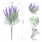 Artificial Faux Outdoor Hanging Flowers Plants Basket For Porch Spring Decoration, 12 Bundlies Fake Uv Resistant Lavender With Coconut Lining Baskets For Home Patio Balcony Yard