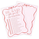 5" X 7" Pink Bow Bridal Shower Game Cards -He Said She Said - 30Pcs Double-Sided Fill-In Wedding Game Cards, Engagement & Wedding Party, Activities & Decor- A02