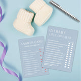 Minimalism Baby Shower Game Kits - Mist Blue - Guess Who Mommy Or Daddy - 30 Fill In Style Game Cards Each Set, Party Favor, Gender Reveal, Baby Announcement - A03