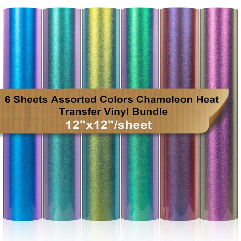 Chameleon Heat Transfer Vinyl Sheets Htv 6 Packs 12"X12" Iron On Vinyl For Cam