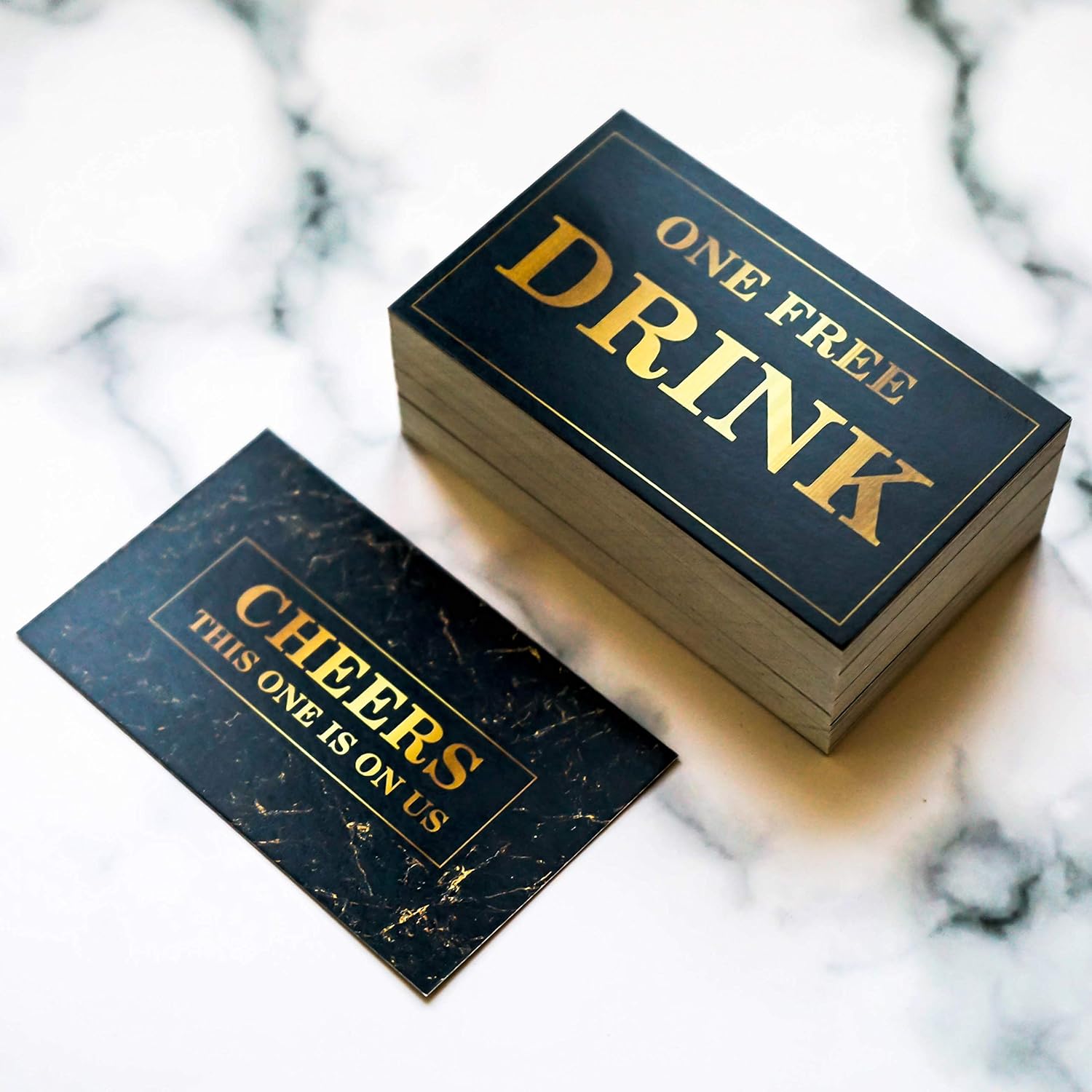 100 Free Drink Tickets For Party Marble Card For Free Drink Coupons Wedding Halloween Work Event Bar Black Gold