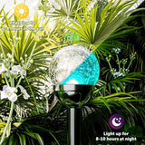 3 Pack Cracked Glass Ball Solar Garden Lights Color Changing Waterproof Pathway Decor