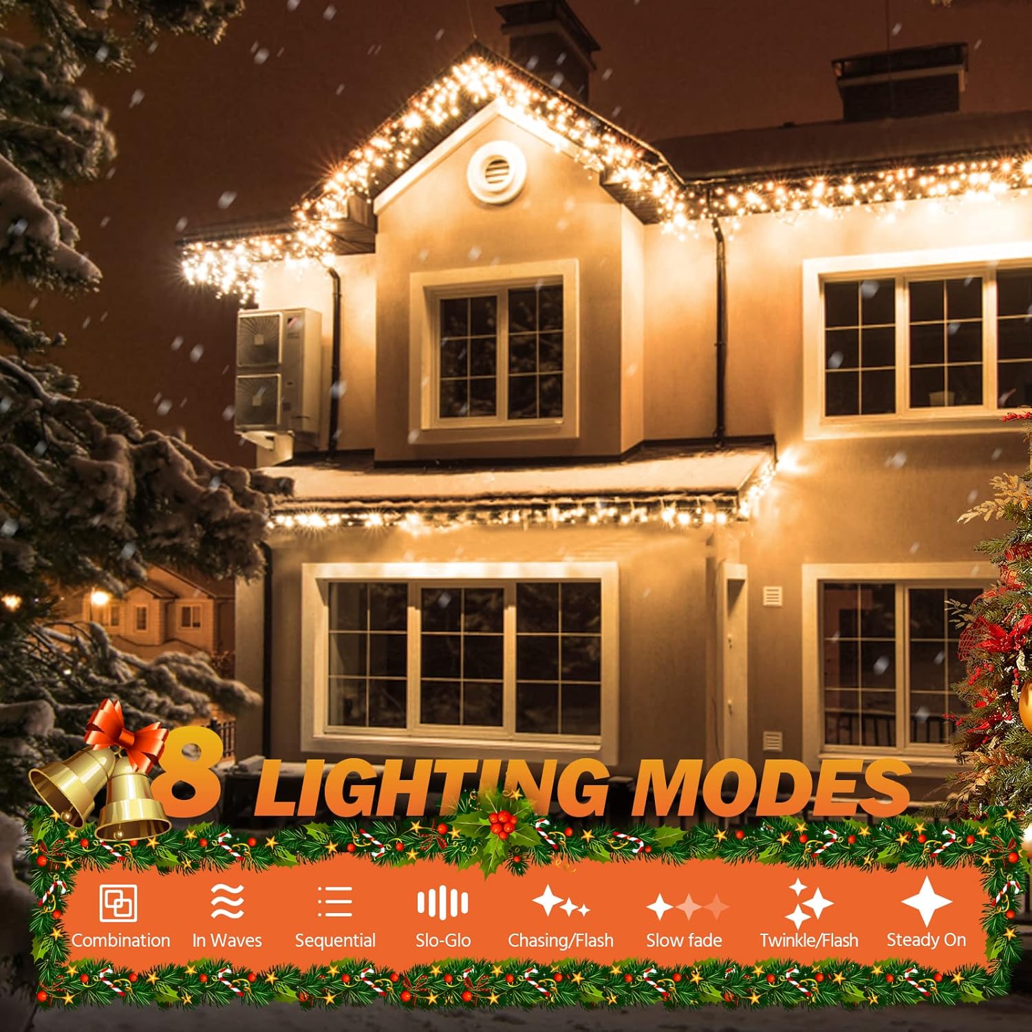 Icicle Christmas Lights Outdoor, 480 Led 39Ft Icicle String Lights With 96 Drops 8 Modes And Timer, Twinkle Icicle Fairy