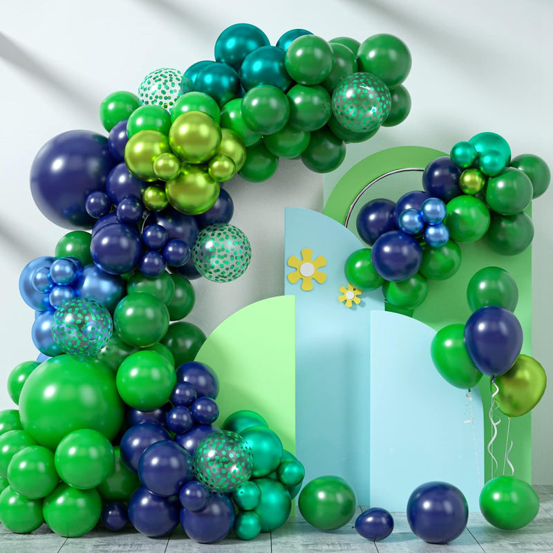 Blue And Green Balloon Garland Kit, Navy Blue Dark Green Balloon Garla