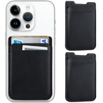 2-Pack Leather Stick-On Phone Wallet, Double Pocket for iPhone, Android - Black