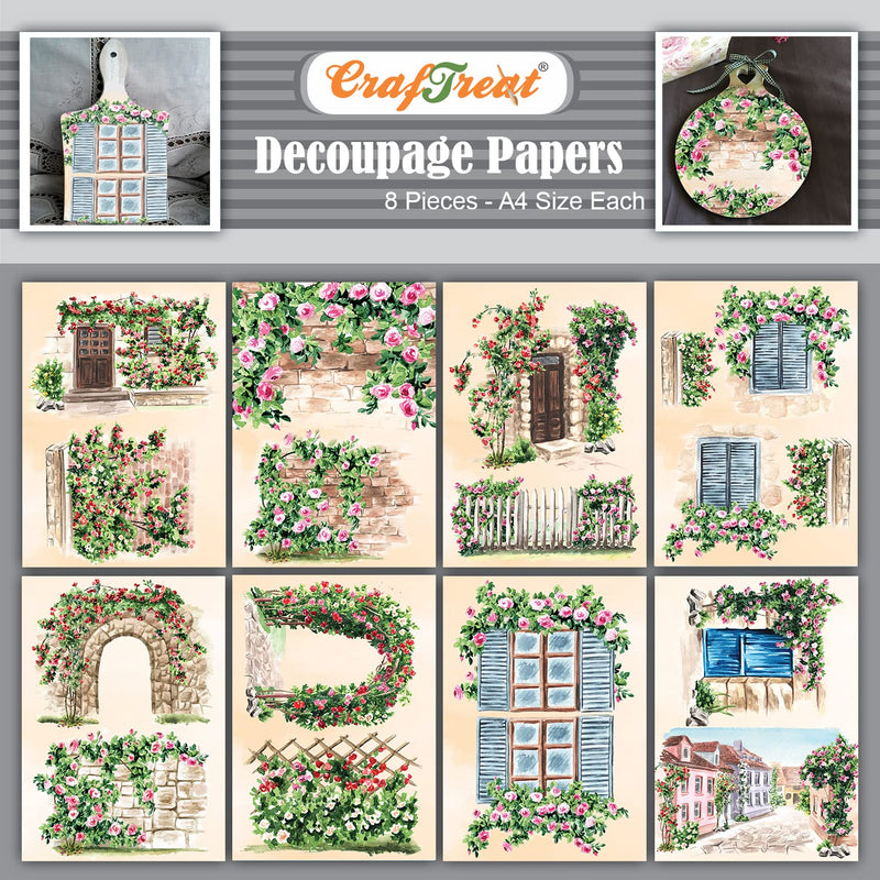 Garden Decoupage Paper-Size:A4(8.3 X 11.7 Inch)8-Pcs-Decoupage Paper For Furni