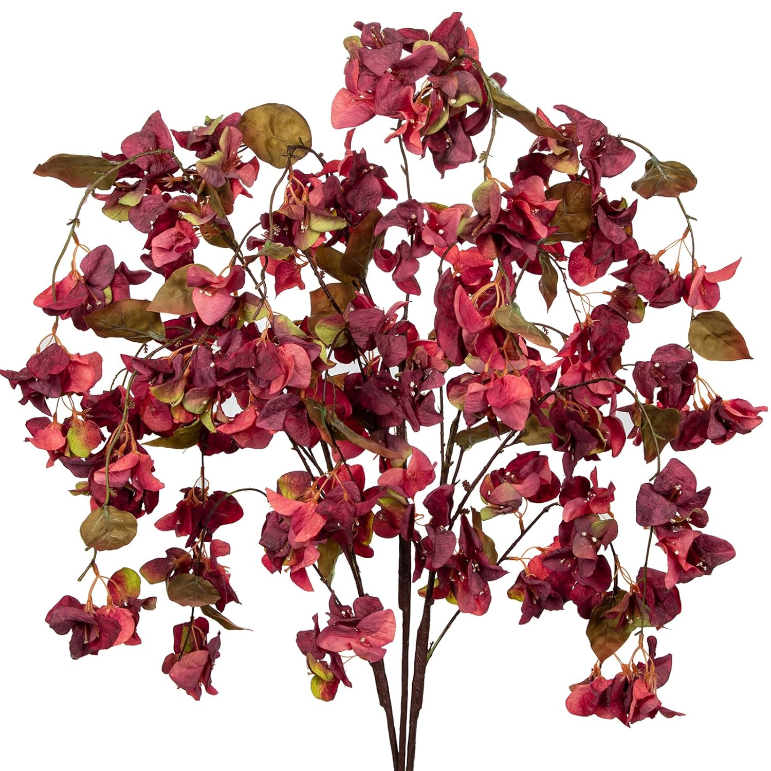 Artificial Bougainvillea Branches 47" Long Wisteria Vines Trailing Artificial Flowers For Front Door Porch Planter Urn Patio Balcony Drooping Flowers Dark Mauve Bugambilias For Planters