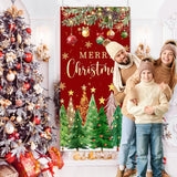 Christmas Door Cover Christmas Tree Door Cover Red And Green Xmas Door Decorations Xmas Door Banner Photo Booth Props For Wall Party