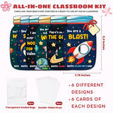 36 Packs Space Valentines Day Cards - Kids Valentines Cards For School Classroom Party Favors - Space Astronaut For Kids, 3.7''X 5.6'' Mason Jar Greeting Card Exchange (Candy Not Included)