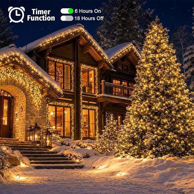 4 Pack Battery Operated Fairy Lights 16.4FT 50 LED Warm White Starry String Lights with Auto Timer Dark Green Copper Wire for Wedding Christmas Decor