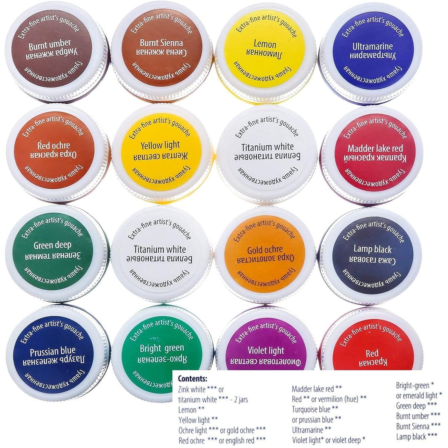 Professional Gouache Colors - 16 X 20 Ml Jars Nevskaya Palitra Paints From Russia