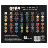 Acrylic Paint - Thick, Rich, Water-Resistant, Heavy Body Paint, Assorted, Set Of 48-12Ml